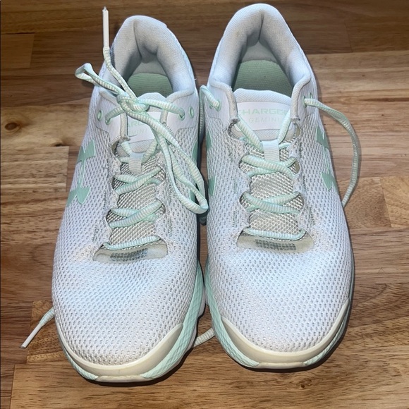 Under Armour Women's White and Light Green Sneakers - Picture 2 of 4